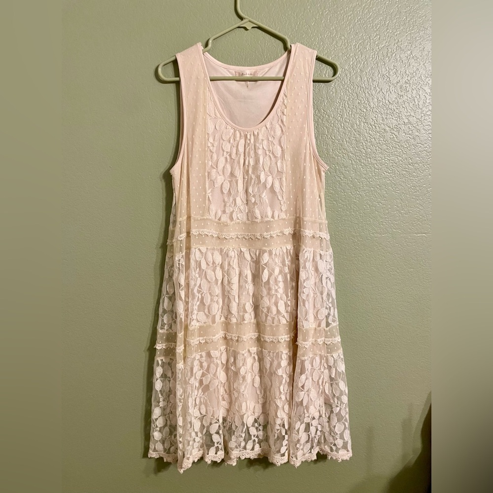 Altar'd State Cream Lace Midi Dress